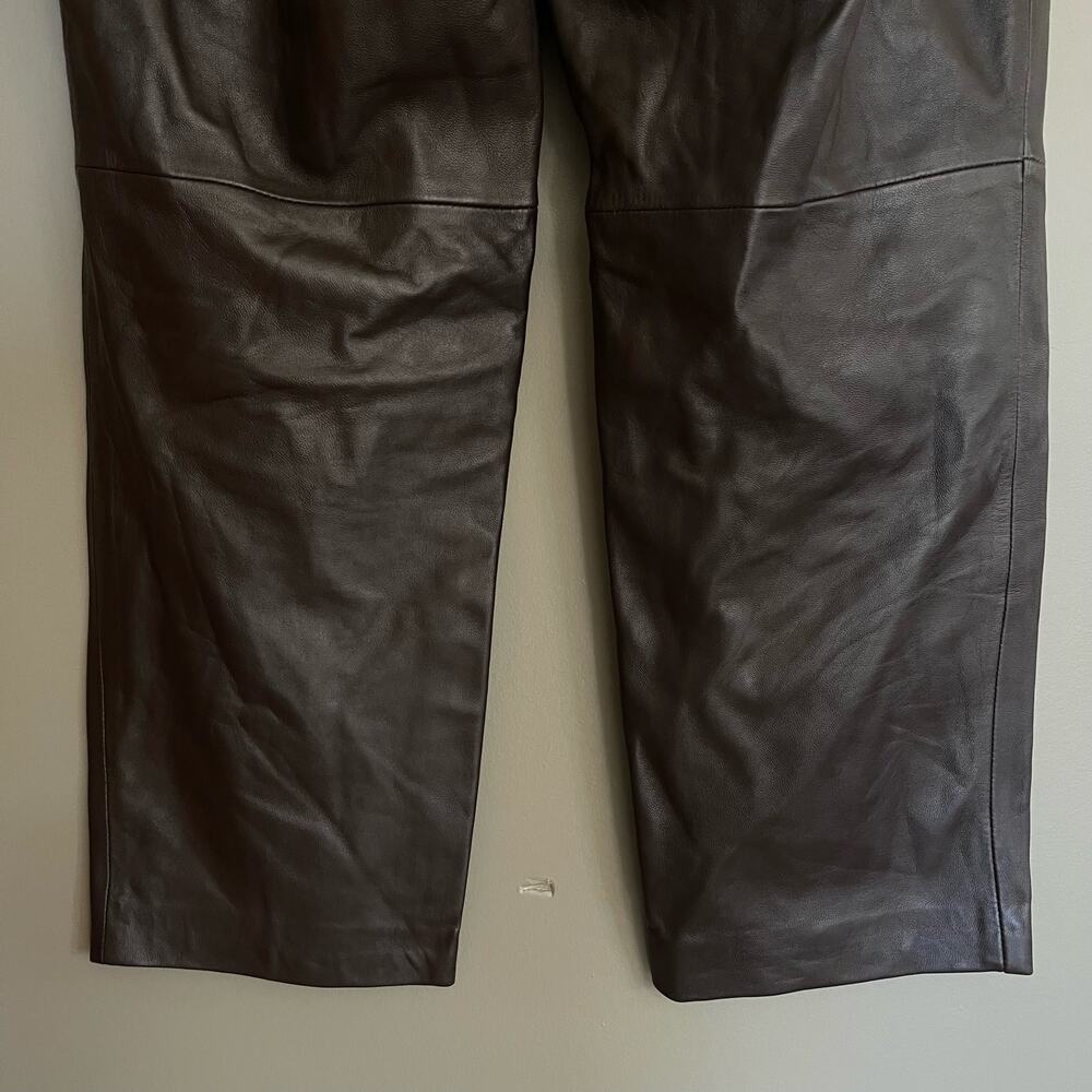 LPA Leather Pant 417 in Brown‎ Size XL High Waist Straight Leg 100% Leather Sexy - Picture 13 of 16